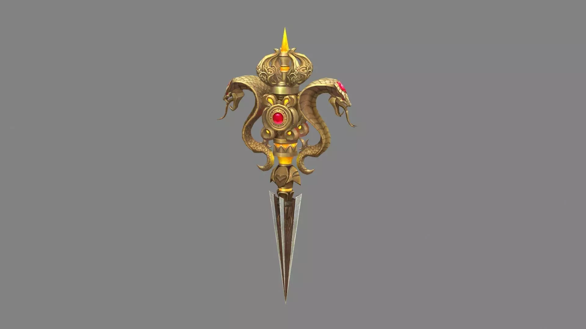 Gold Cobra Dagger - magic weapon Low-poly 3D model_0
