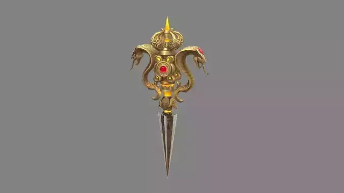 Gold Cobra Dagger - magic weapon Low-poly 3D model