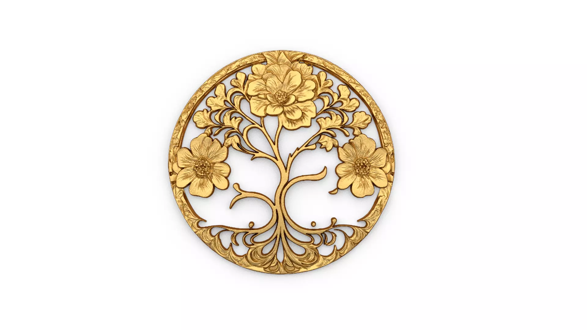 tree of life carved decor 3D print model_0