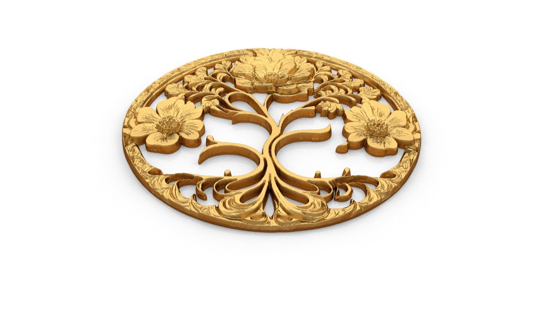 tree of life carved decor 3D print model_3