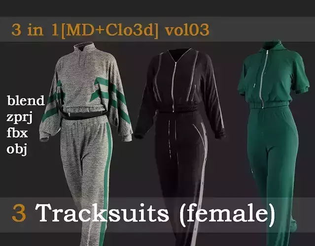 3 Tracksuits for women vol03 3D model