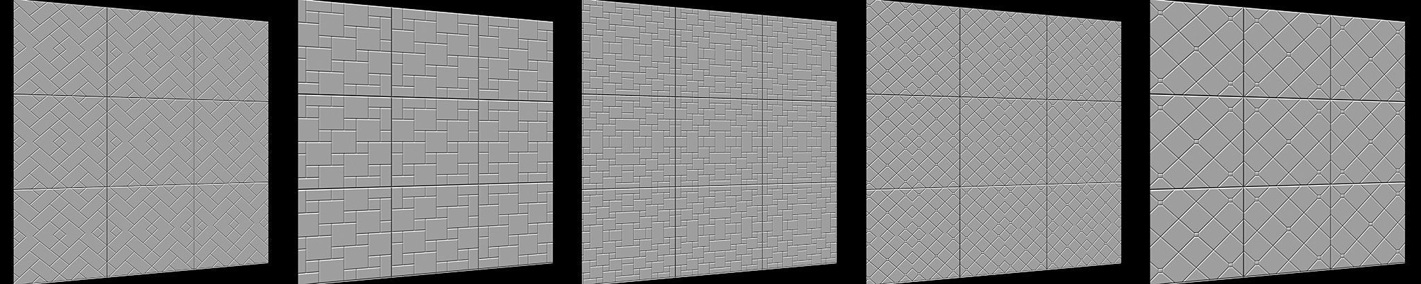 100 Tiles Patterns Noise for Zbrush Vol 2 Low-poly 3D model_14