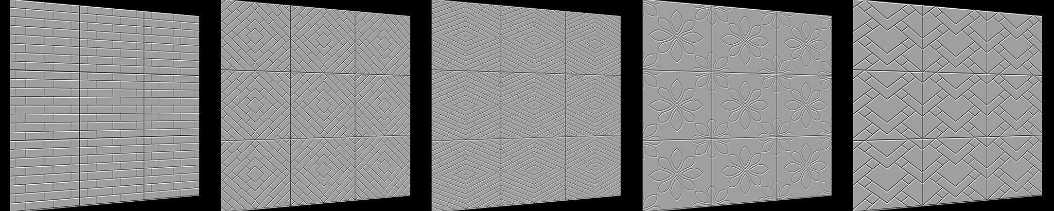 100 Tiles Patterns Noise for Zbrush Vol 2 Low-poly 3D model_15