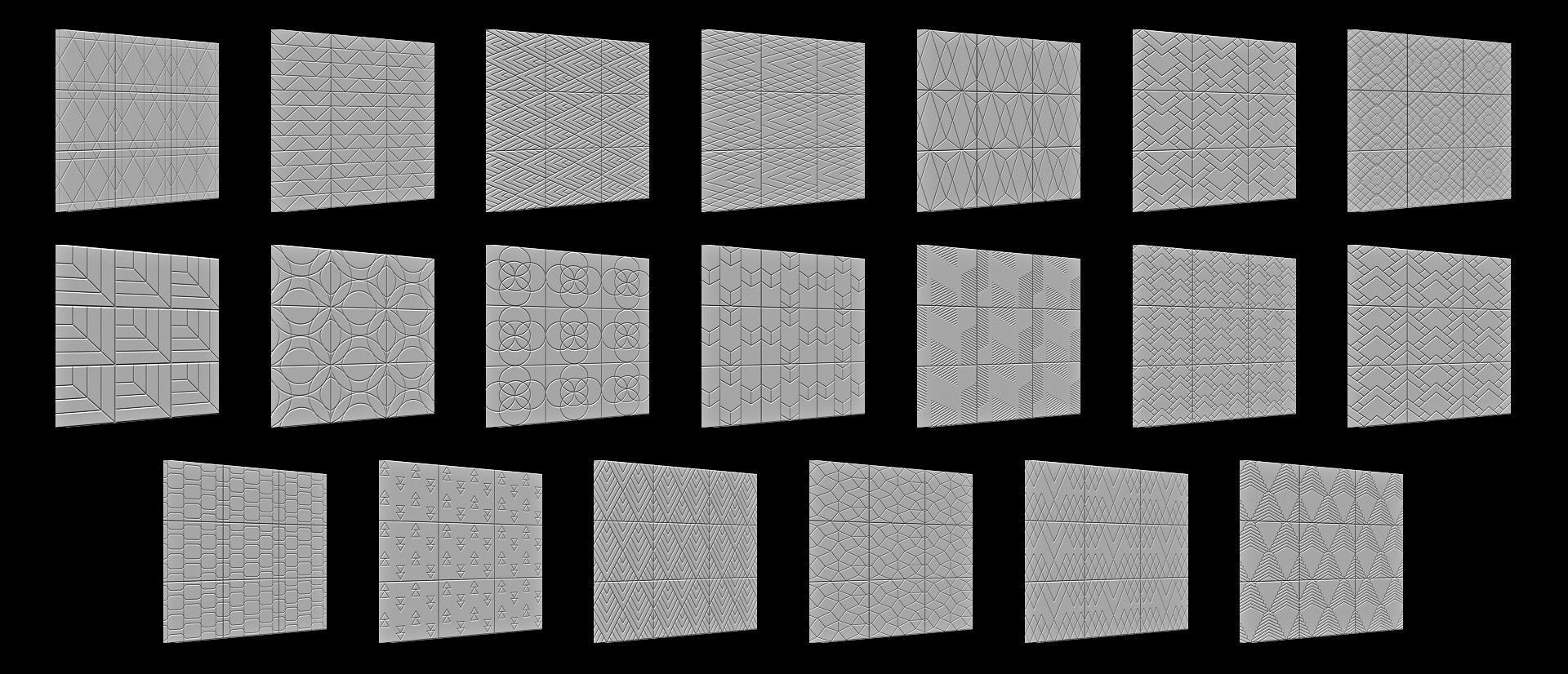 100 Tiles Patterns Noise for Zbrush Vol 2 Low-poly 3D model_1