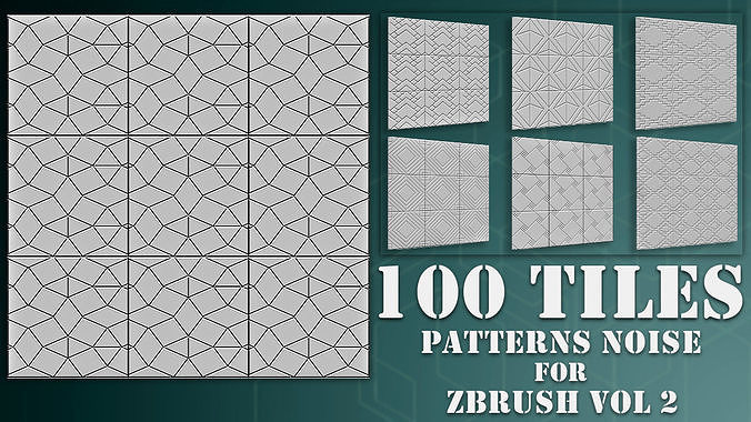 100 Tiles Patterns Noise for Zbrush Vol 2 Low-poly 3D model