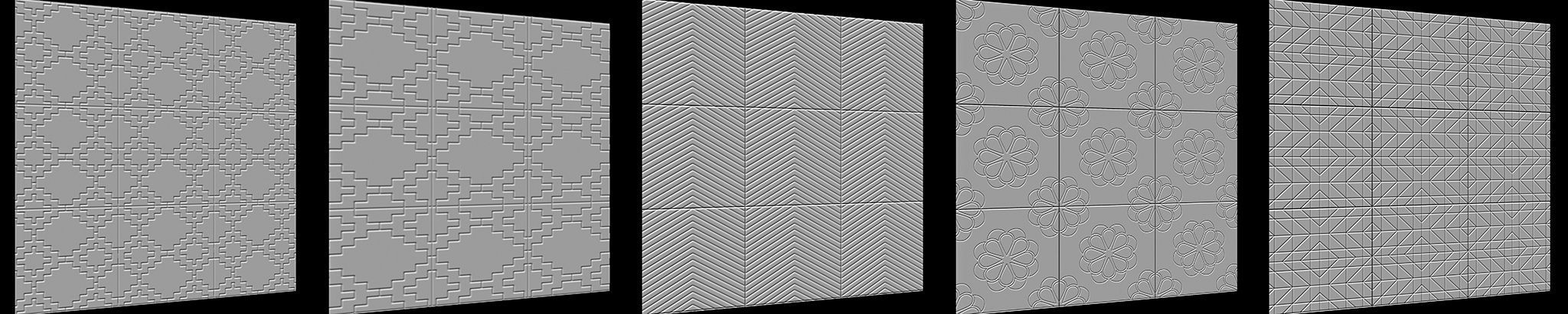 100 Tiles Patterns Noise for Zbrush Vol 2 Low-poly 3D model_21