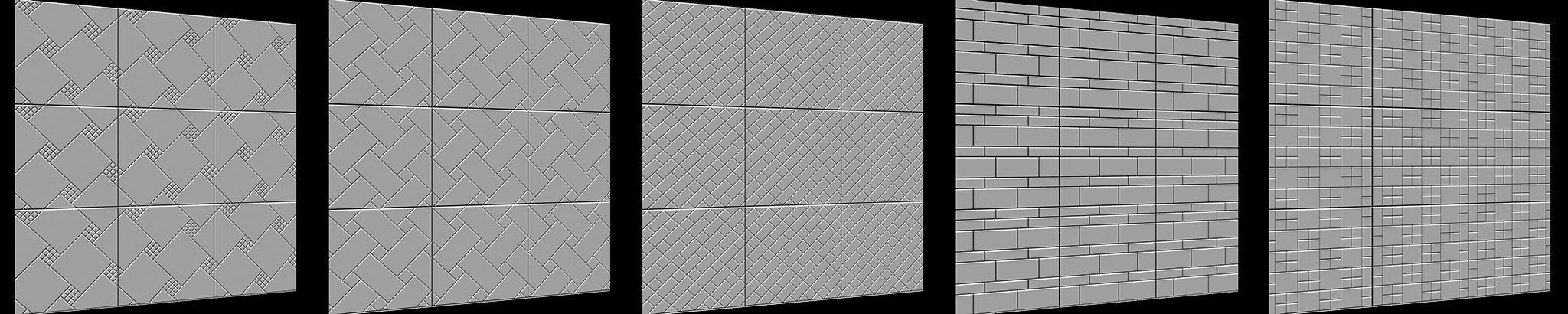 100 Tiles Patterns Noise for Zbrush Vol 2 Low-poly 3D model_18