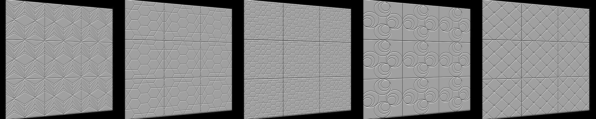 100 Tiles Patterns Noise for Zbrush Vol 2 Low-poly 3D model_22