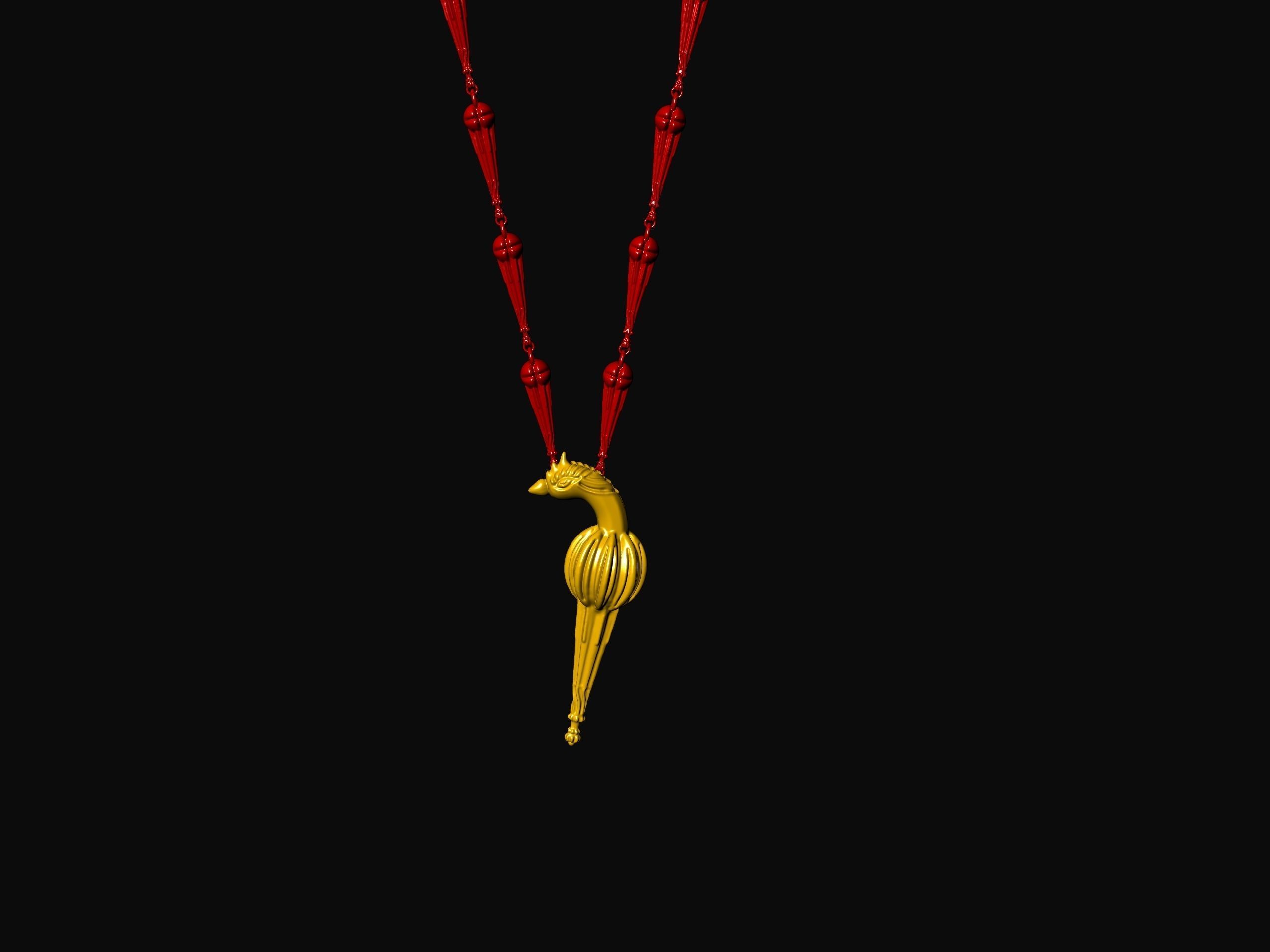 Peacock Necklace 3d Model 3D print model_9