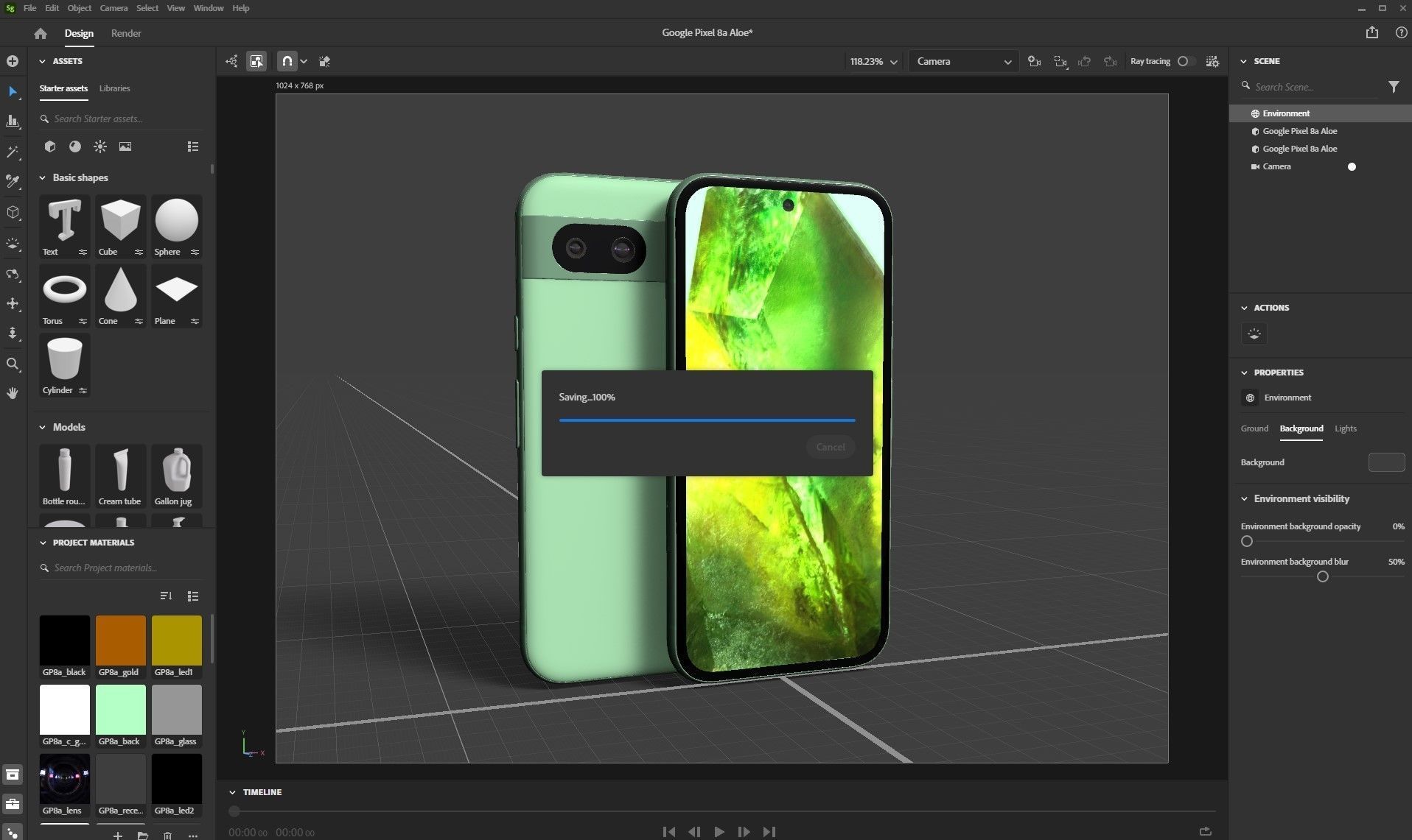 Google Pixel 8a Aloe Low-poly 3D model_29