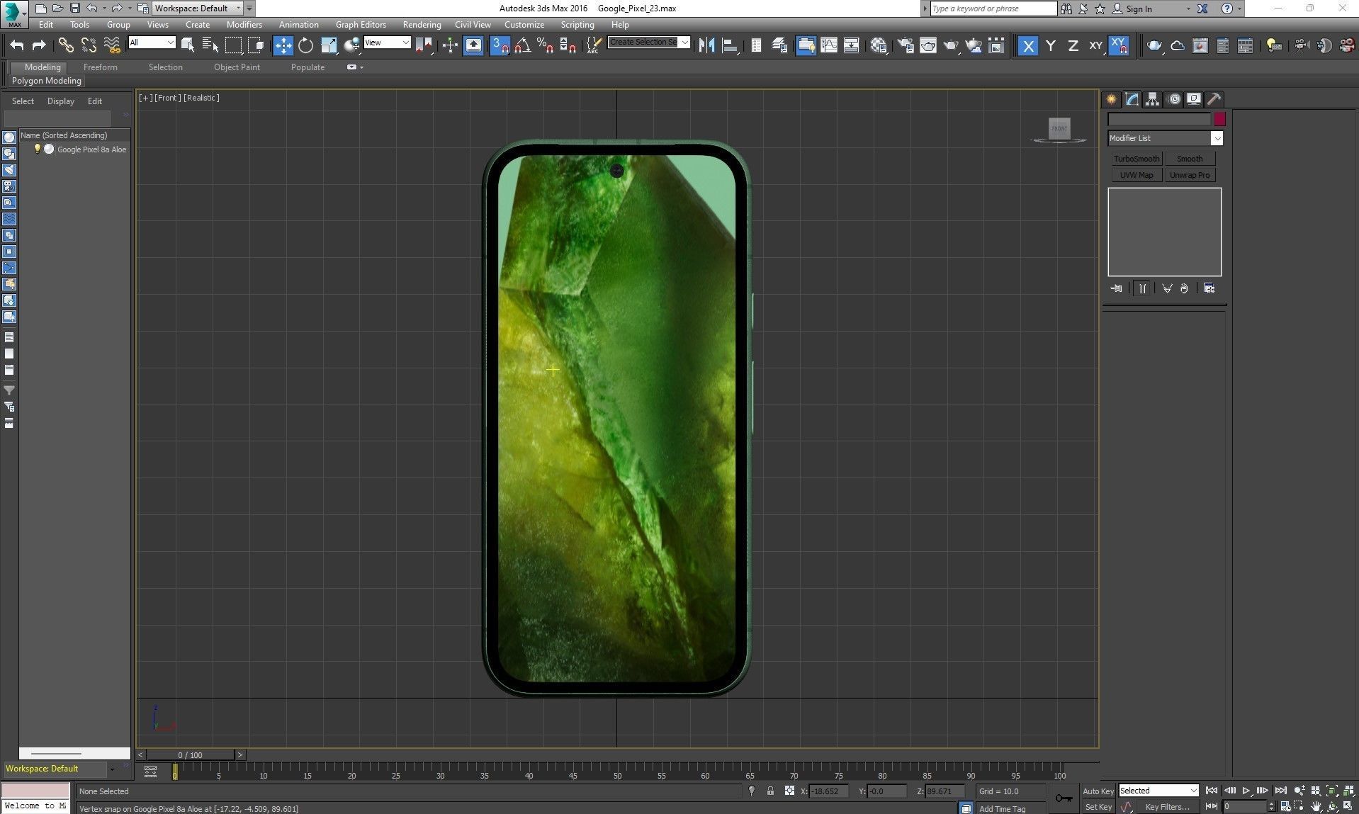 Google Pixel 8a Aloe Low-poly 3D model_26