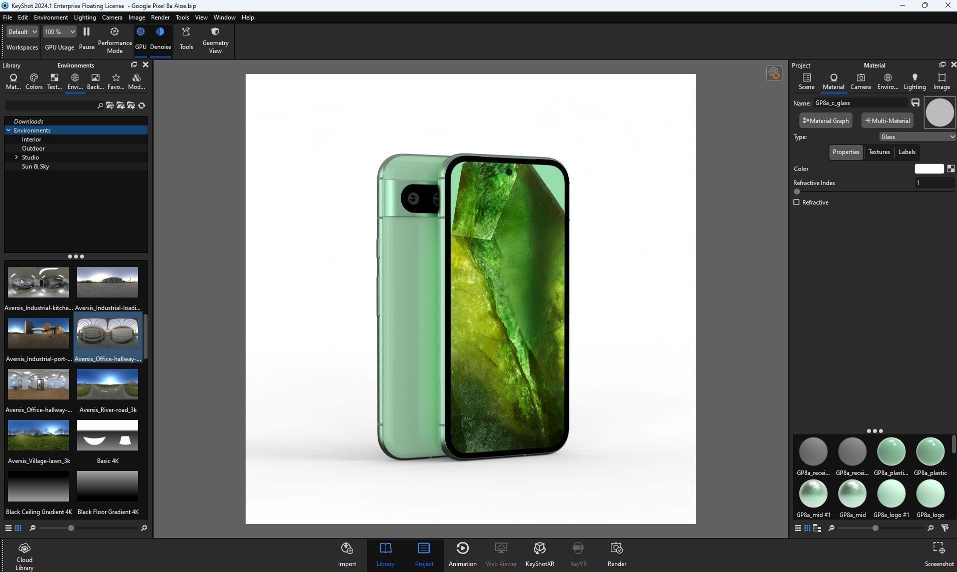 Google Pixel 8a Aloe Low-poly 3D model_33