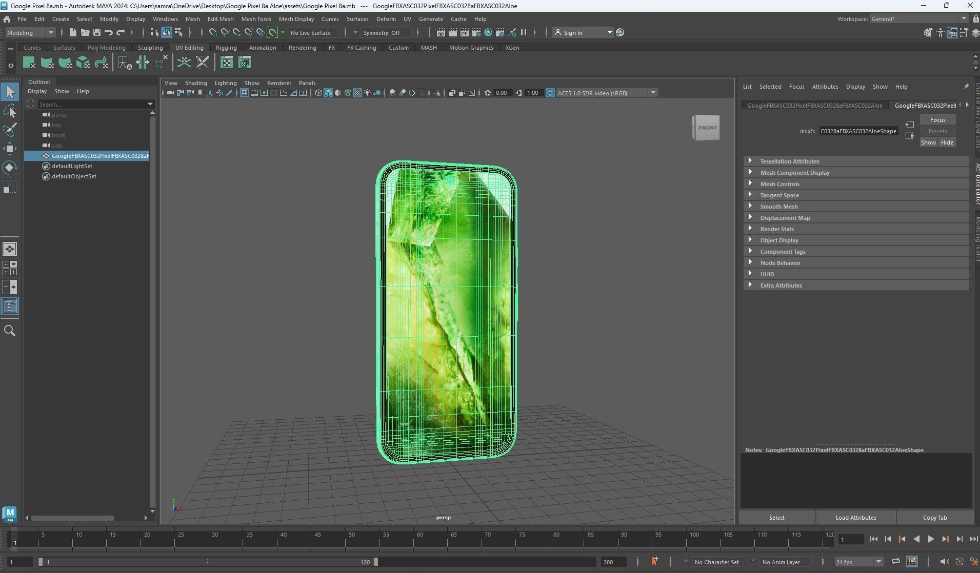 Google Pixel 8a Aloe Low-poly 3D model_34