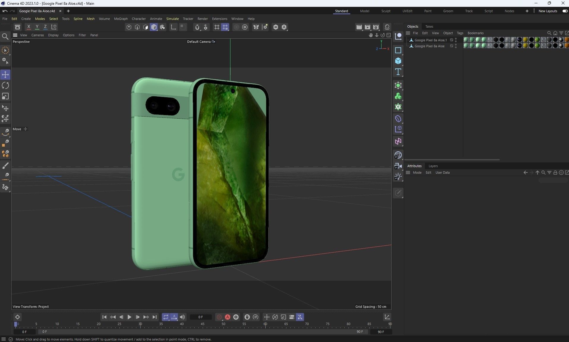 Google Pixel 8a Aloe Low-poly 3D model_27