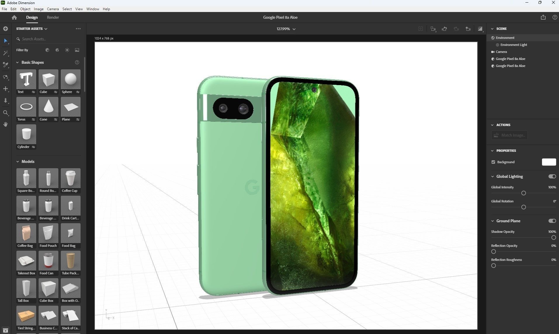 Google Pixel 8a Aloe Low-poly 3D model_32