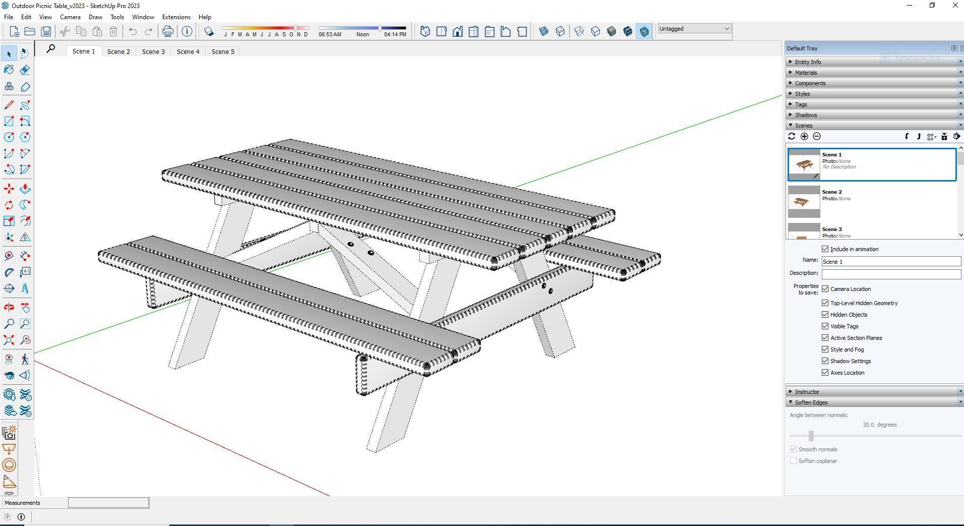 Outdoor Picnic Table Low-poly 3D model_7