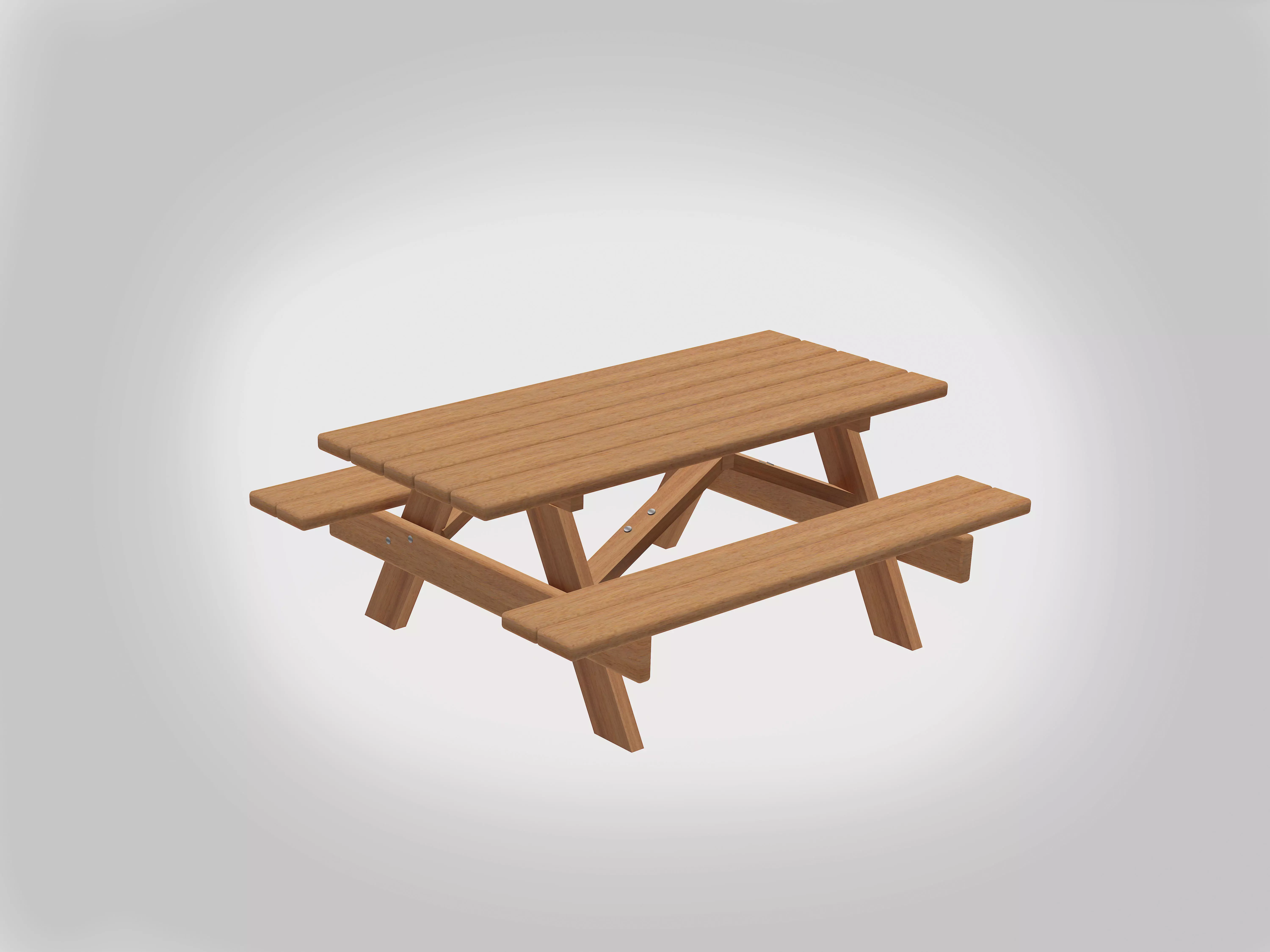 Outdoor Picnic Table Low-poly 3D model_0