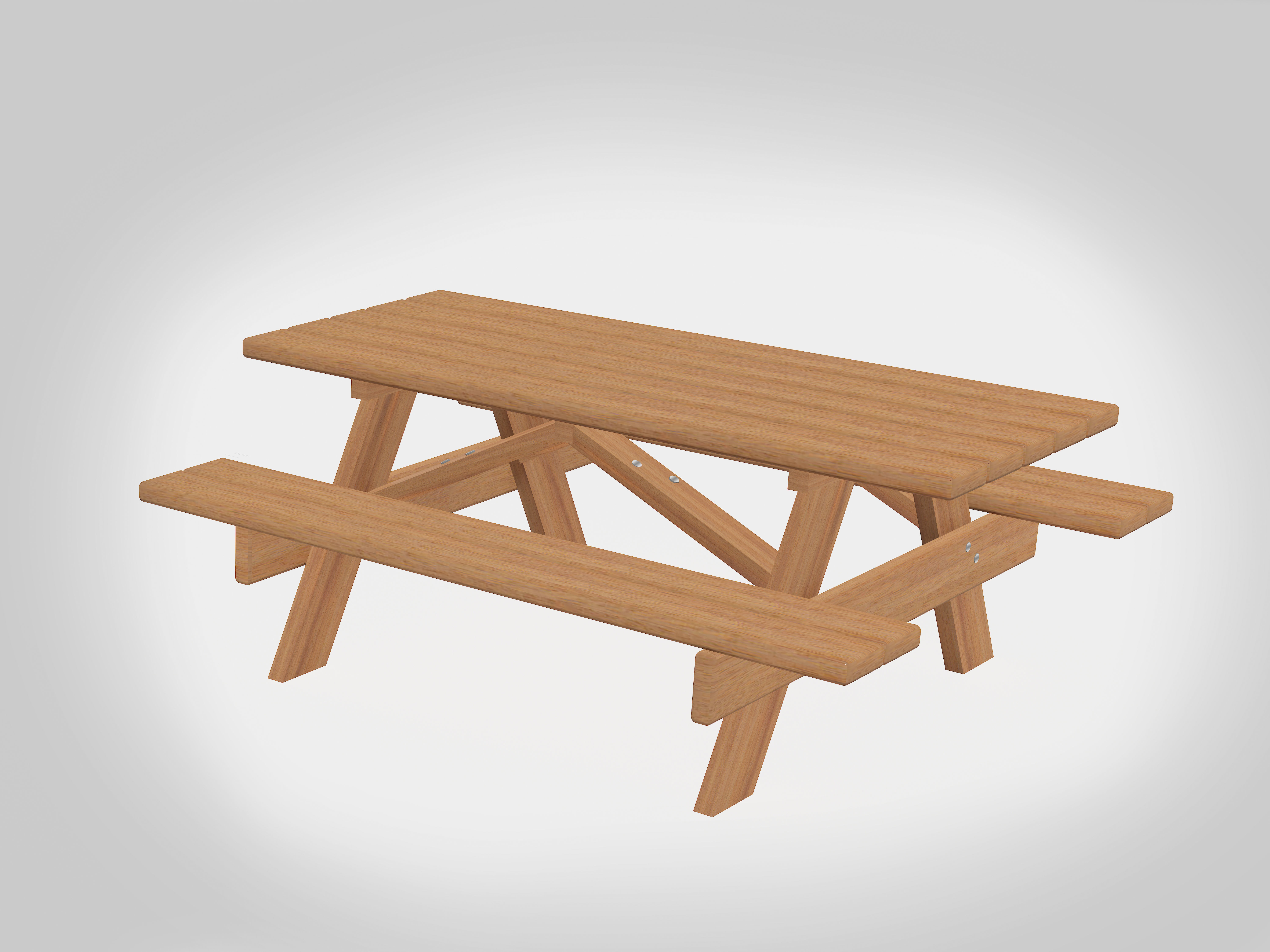 Outdoor Picnic Table Low-poly 3D model_3