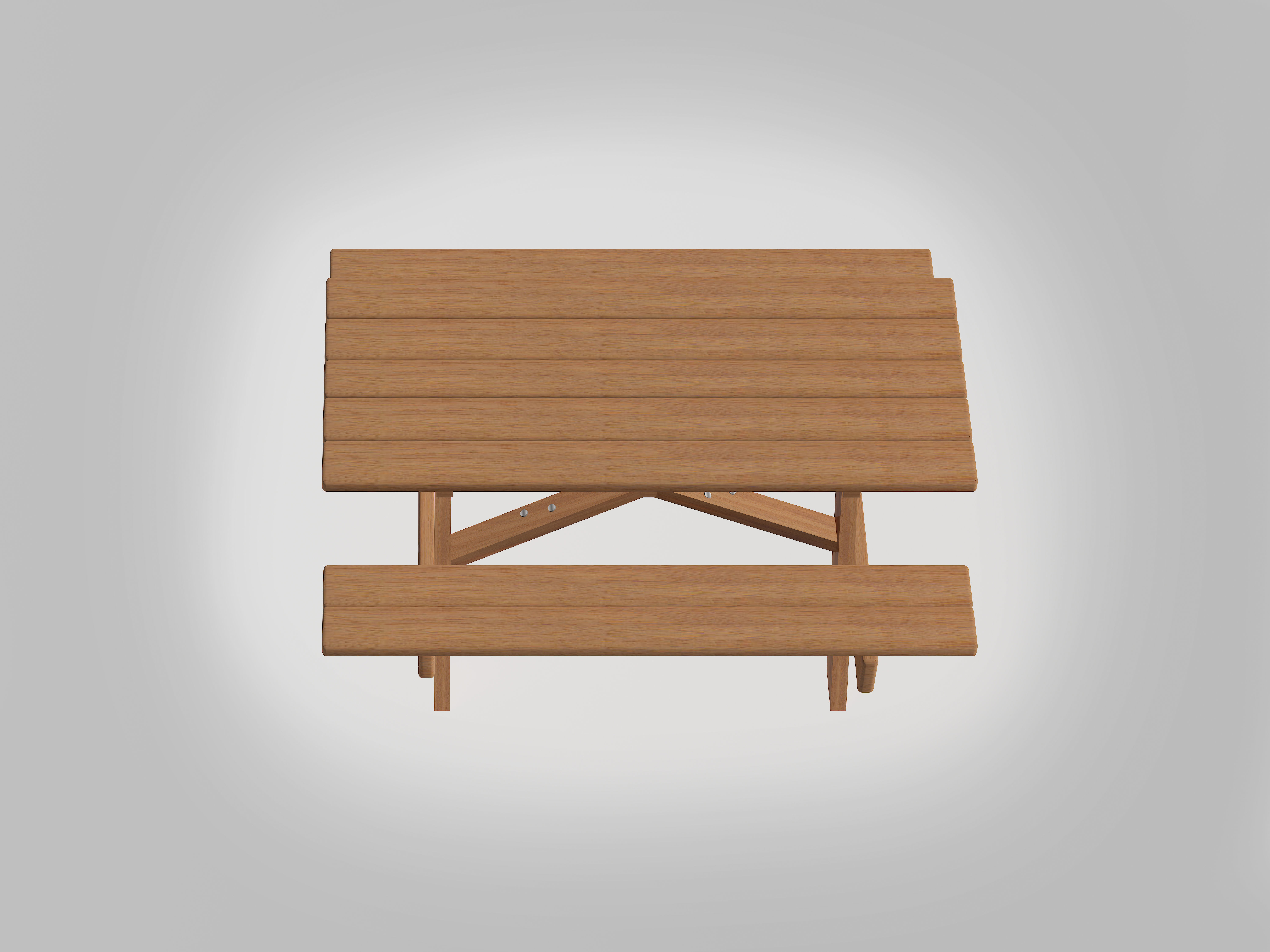 Outdoor Picnic Table Low-poly 3D model_1