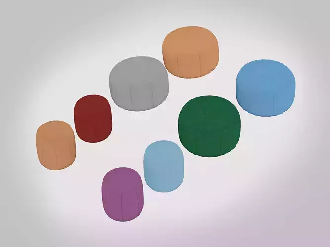 Paloma Pouf Ottoman Round Low-poly 3D model