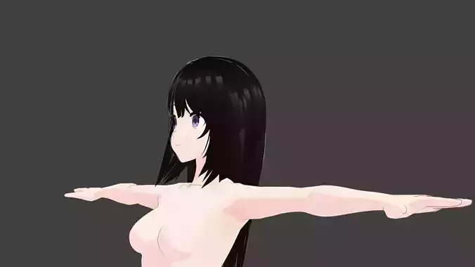 T pose rigged model - Eru Chitanda anime girl 3D model