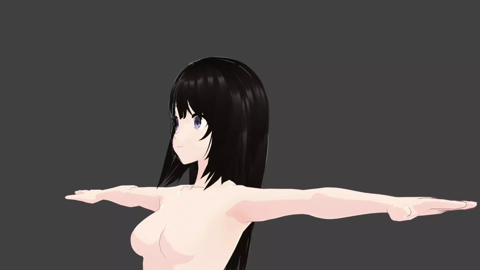 T pose rigged model - Eru Chitanda anime girl 3D model Low-poly 3D model_0