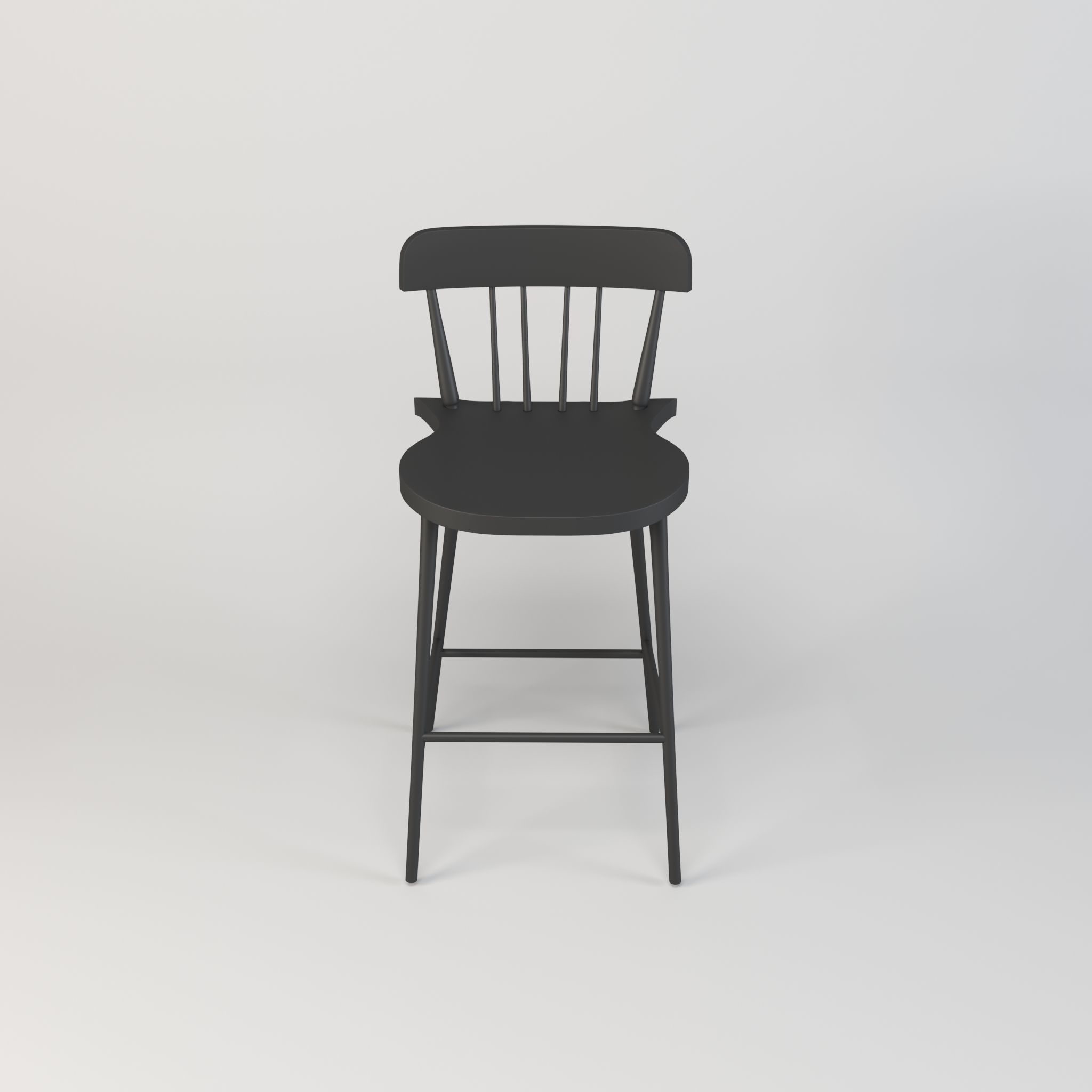 Black wooden dining chair Low-poly 3D model_4