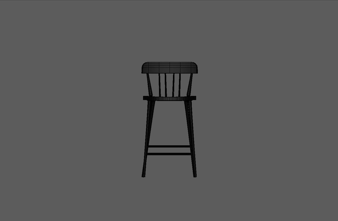 Black wooden dining chair Low-poly 3D model_11