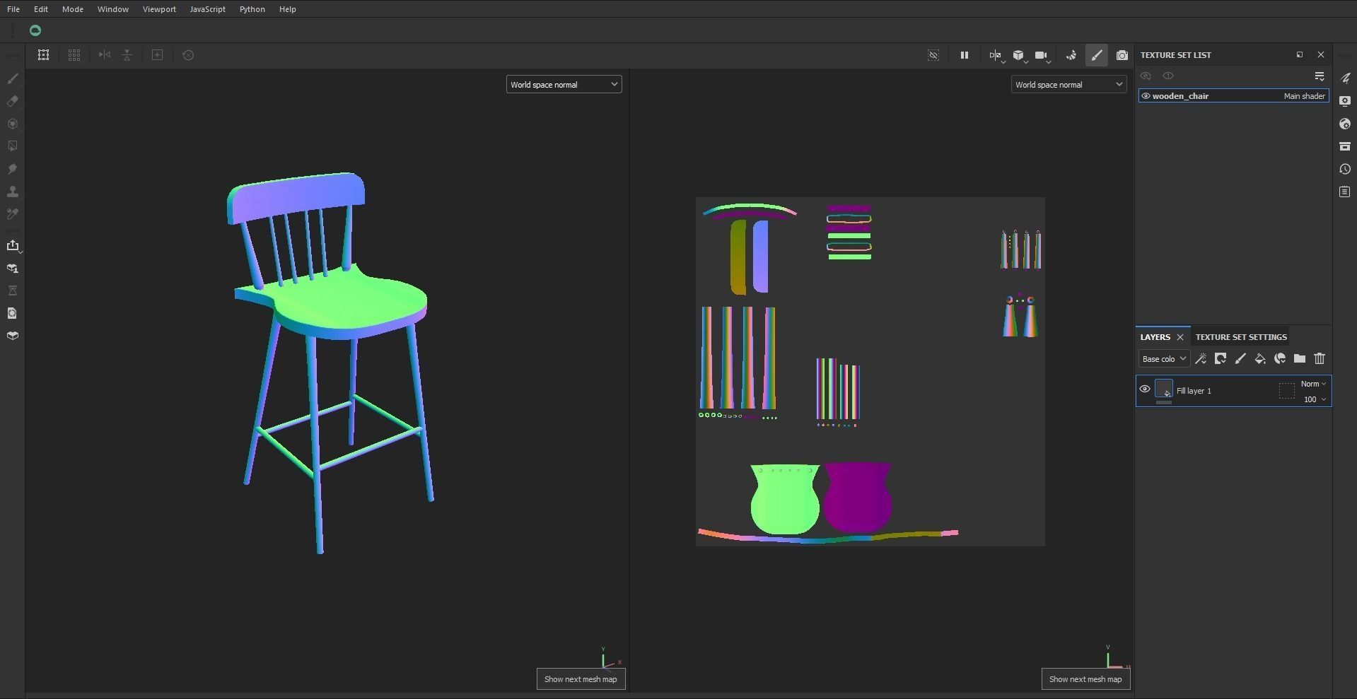 Black wooden dining chair Low-poly 3D model_20