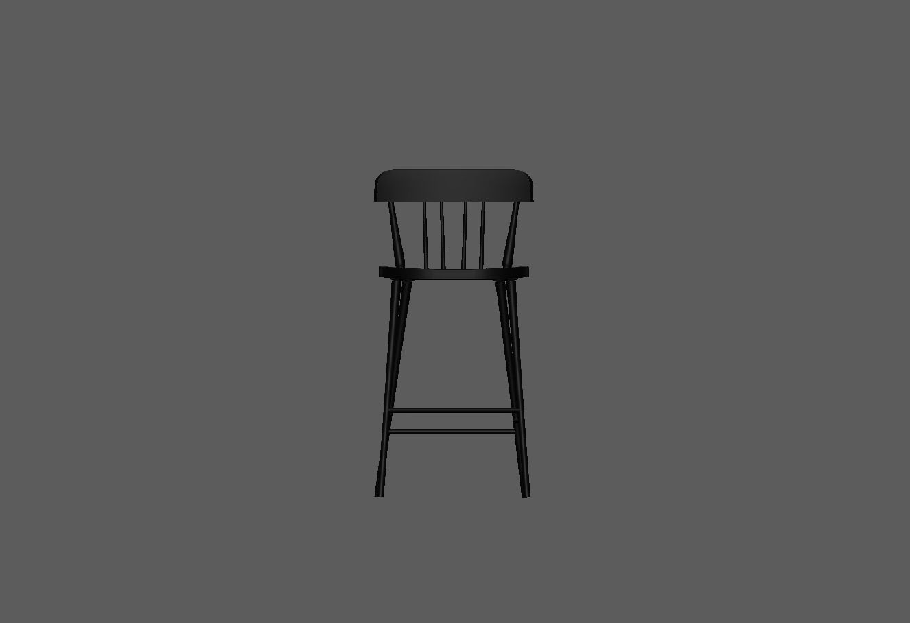 Black wooden dining chair Low-poly 3D model_10