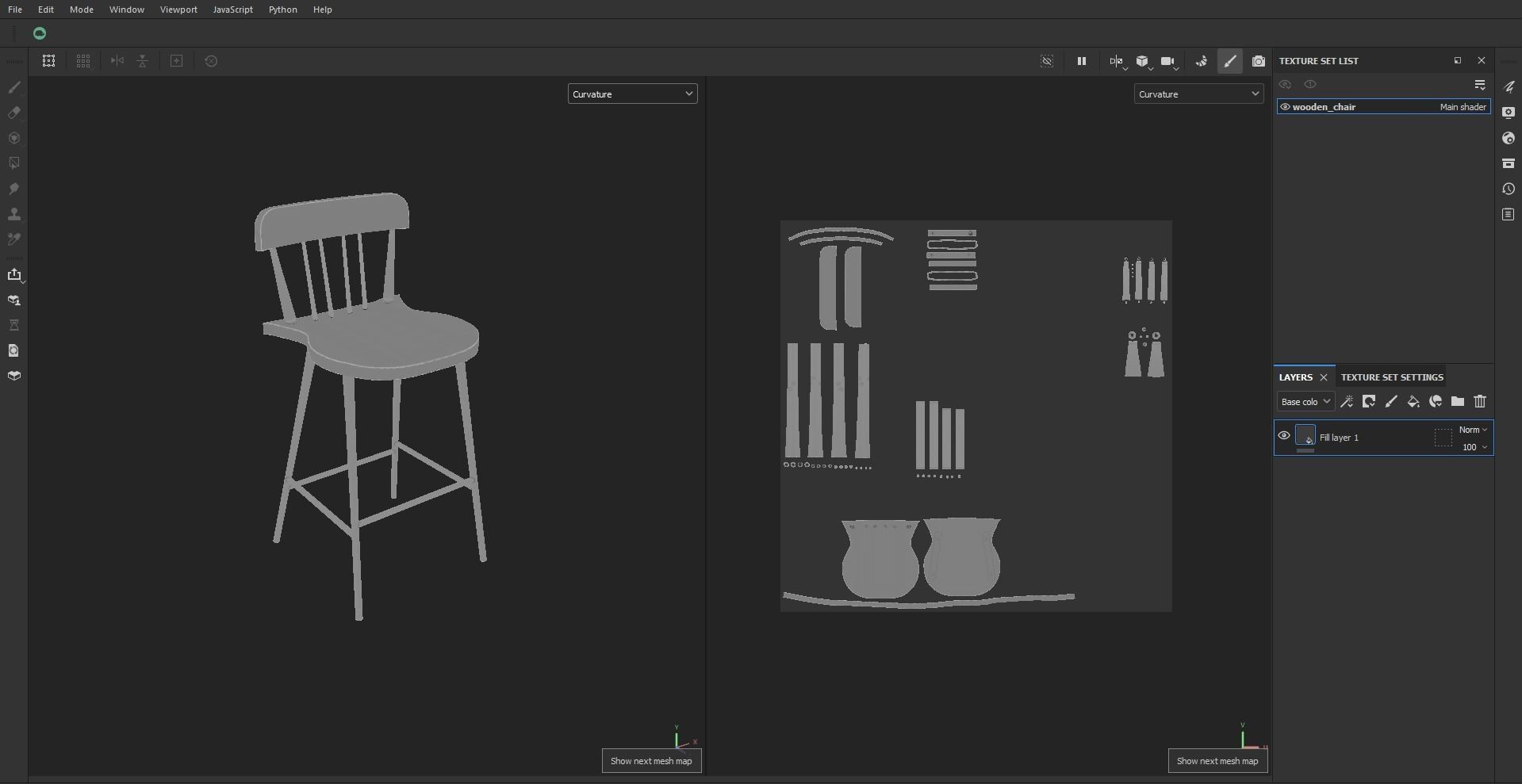 Black wooden dining chair Low-poly 3D model_23