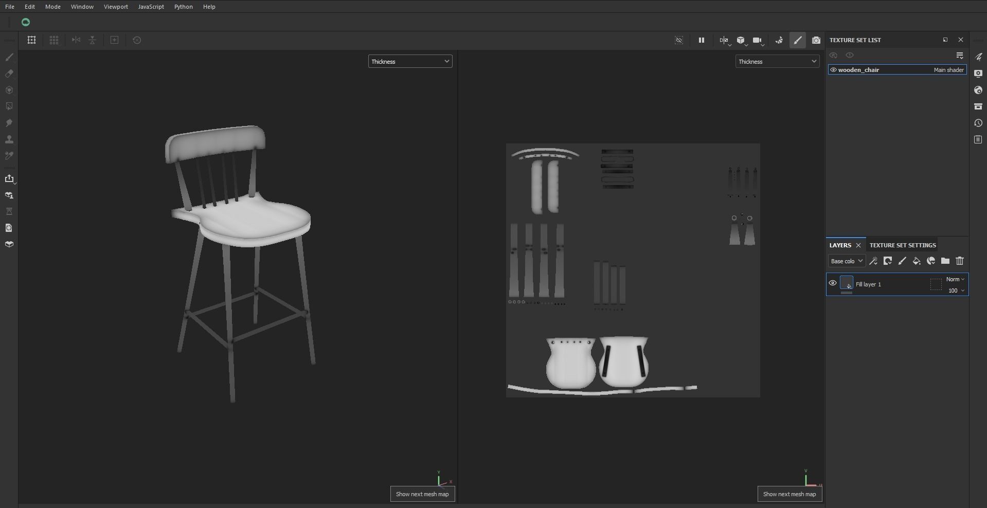 Black wooden dining chair Low-poly 3D model_25