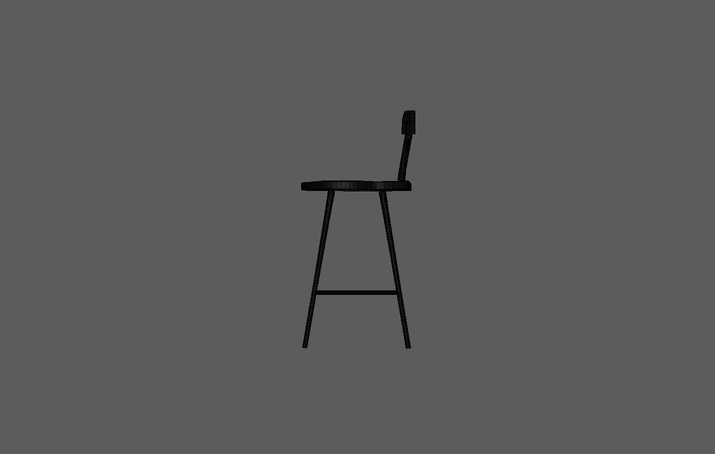 Black wooden dining chair Low-poly 3D model_14