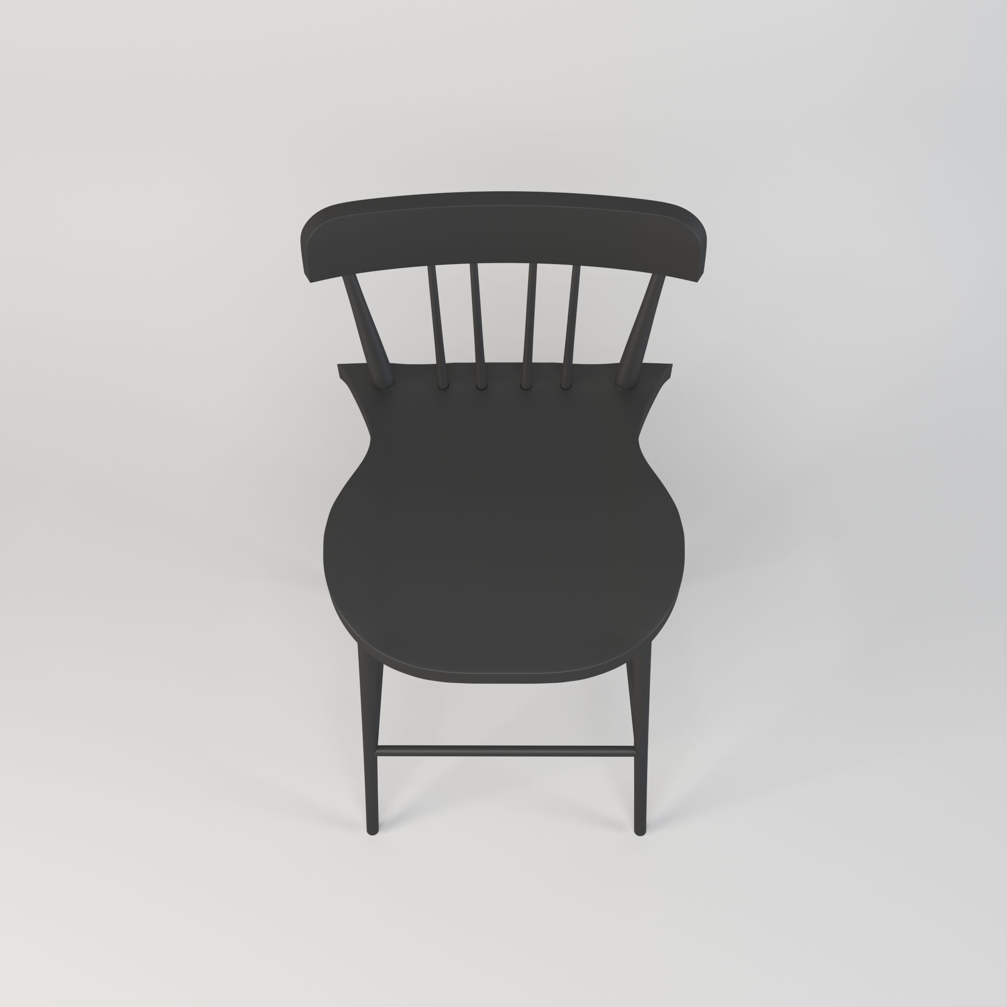 Black wooden dining chair Low-poly 3D model_5