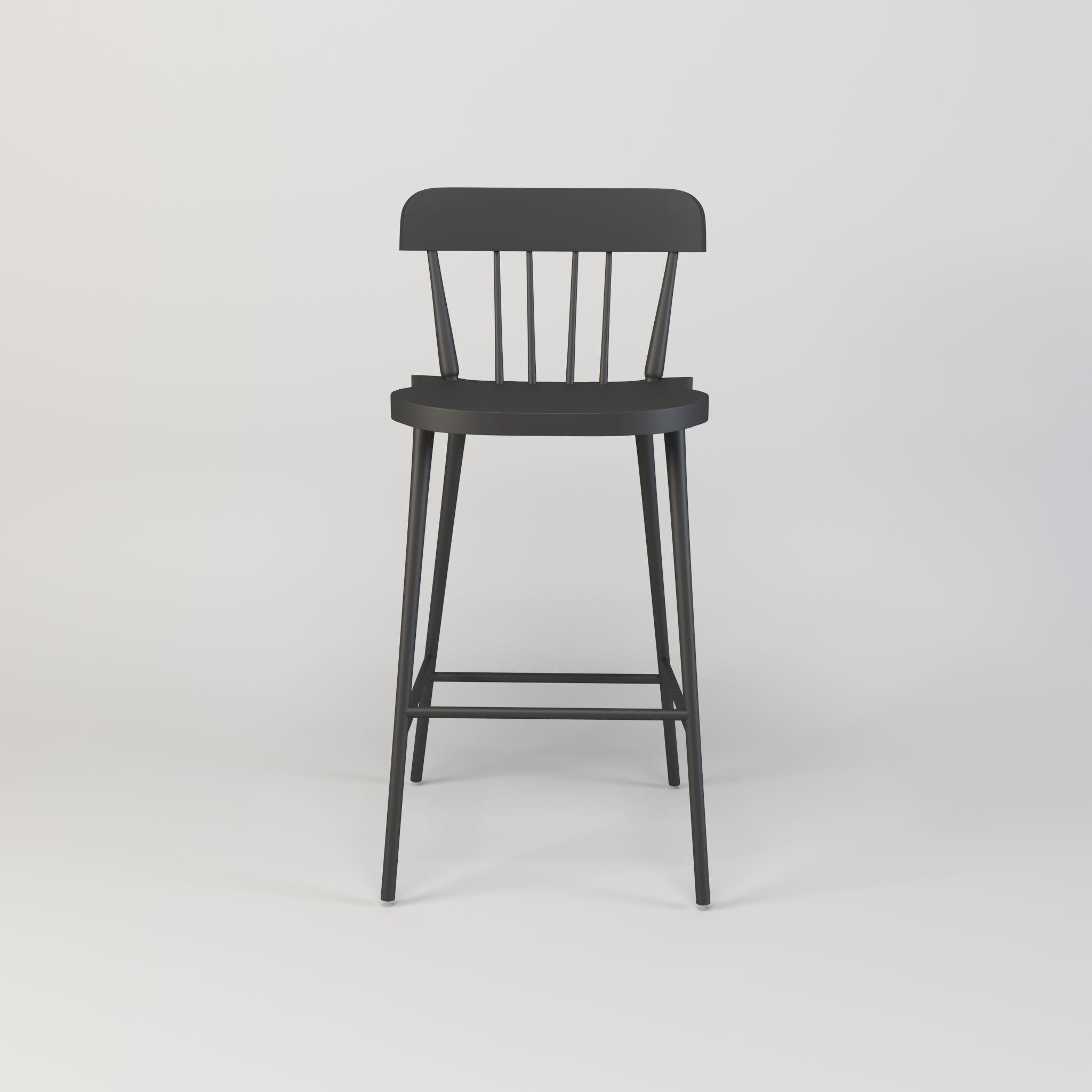 Black wooden dining chair Low-poly 3D model_2