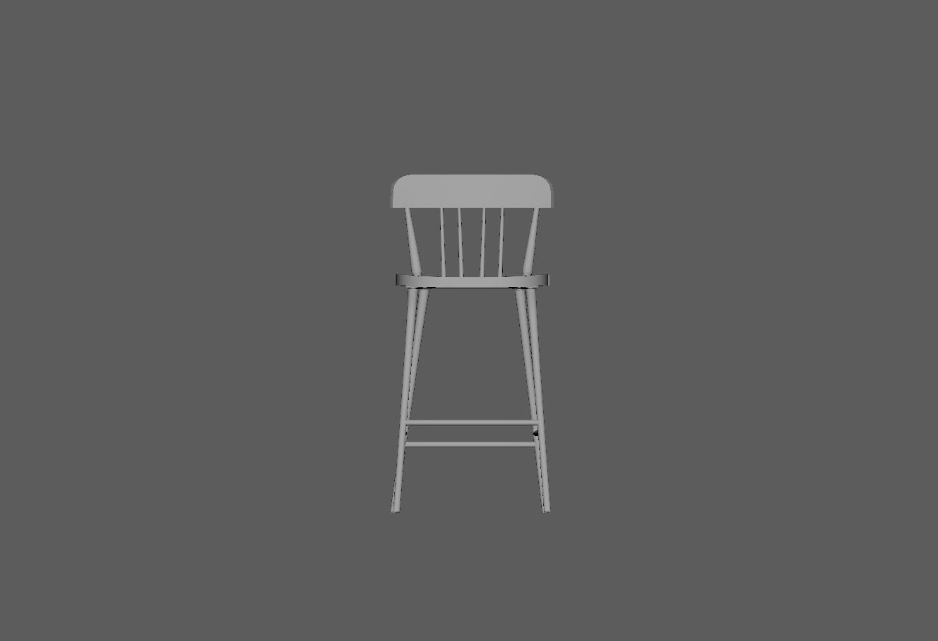 Black wooden dining chair Low-poly 3D model_9