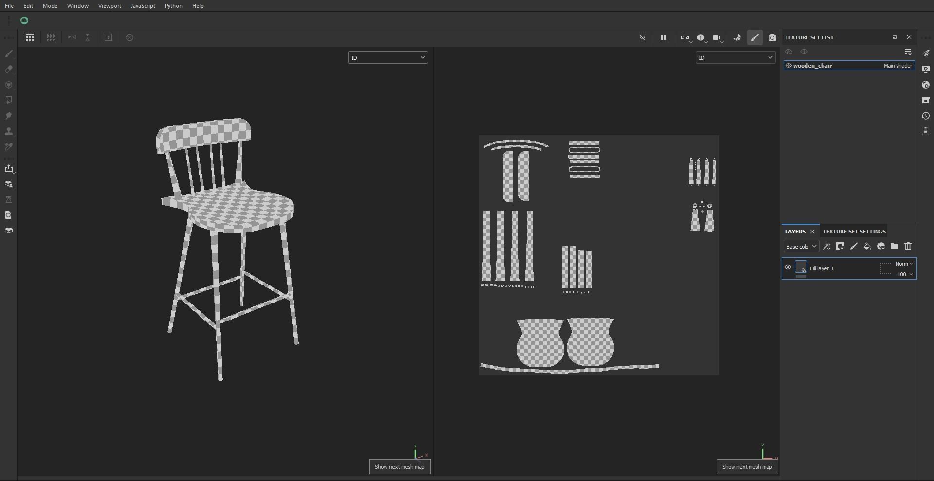 Black wooden dining chair Low-poly 3D model_21
