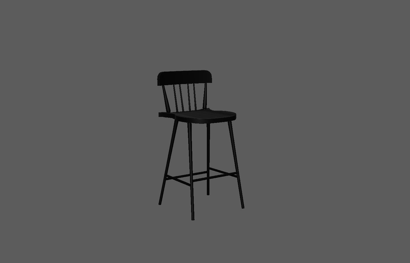Black wooden dining chair Low-poly 3D model_26