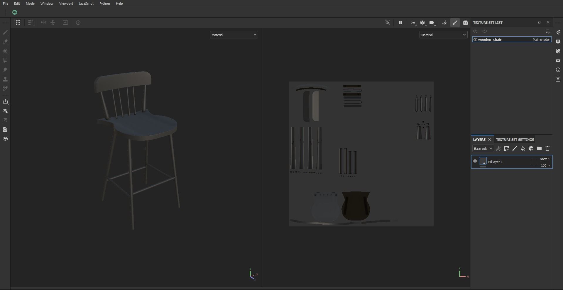 Black wooden dining chair Low-poly 3D model_6