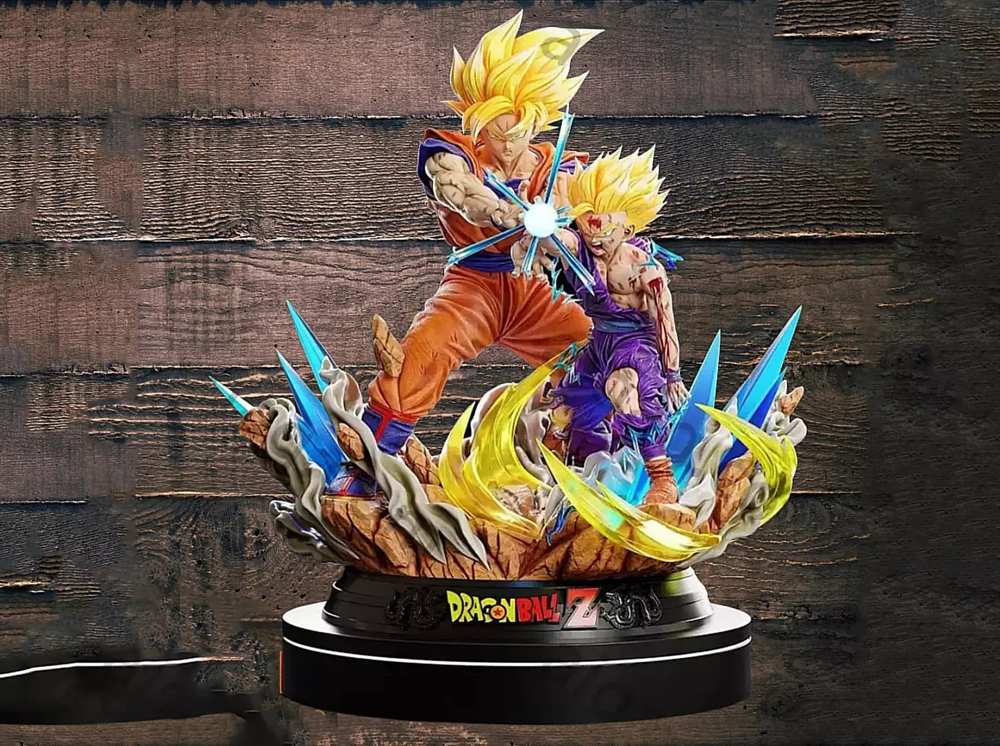 Goku and Gohan Father and Son Kamehameha 3D Model Ready to Print 3D print model_0