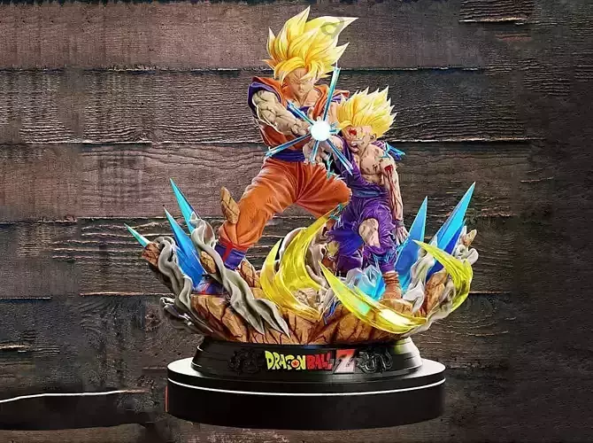 Goku and Gohan Father and Son Kamehameha 3D Model Ready to Print 3D print model