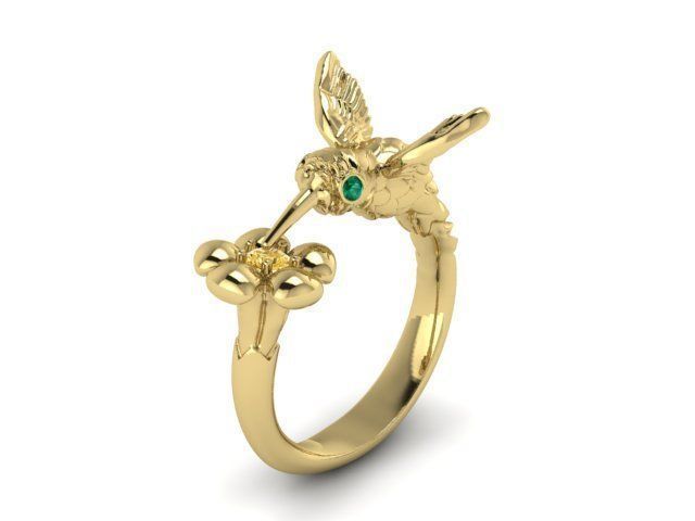 hummingbird ring 3D print model_2