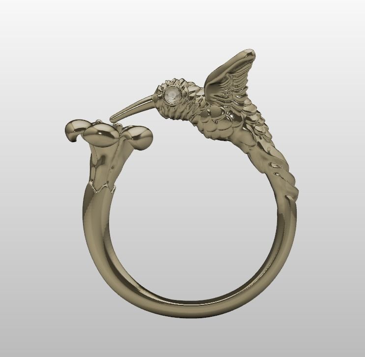 hummingbird ring 3D print model_10