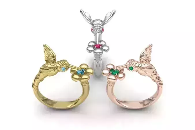   hummingbird ring 3D print model