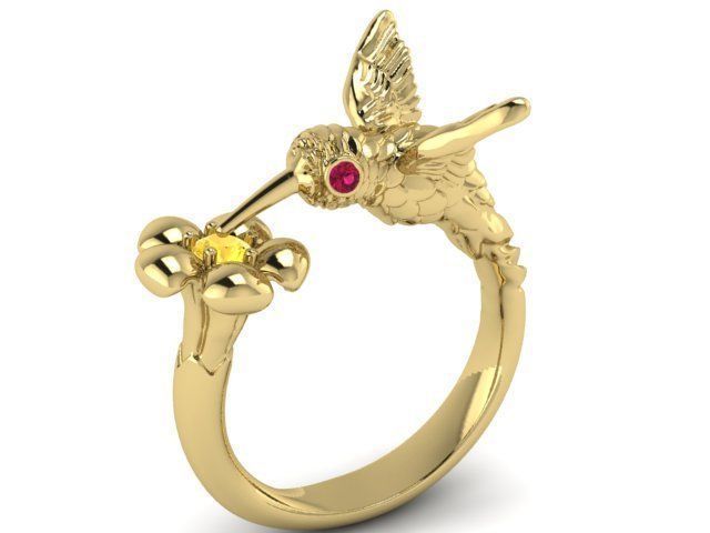 hummingbird ring 3D print model_7