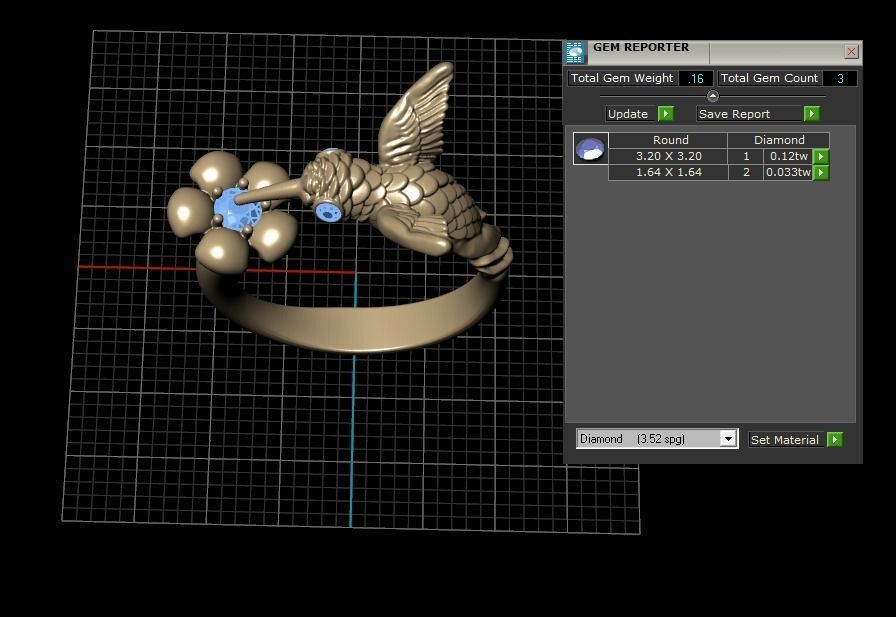 hummingbird ring 3D print model_17