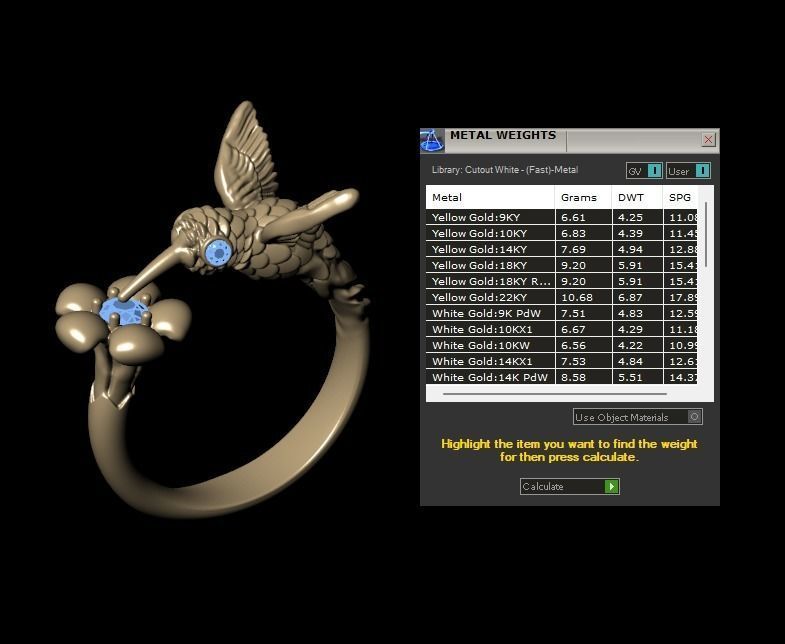 hummingbird ring 3D print model_15