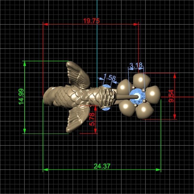 hummingbird ring 3D print model_12