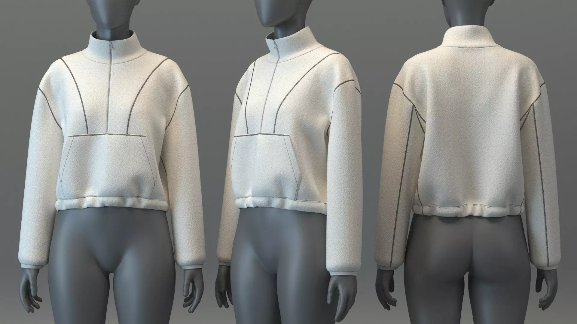 Half-Zip Fleece Pullover 3D model