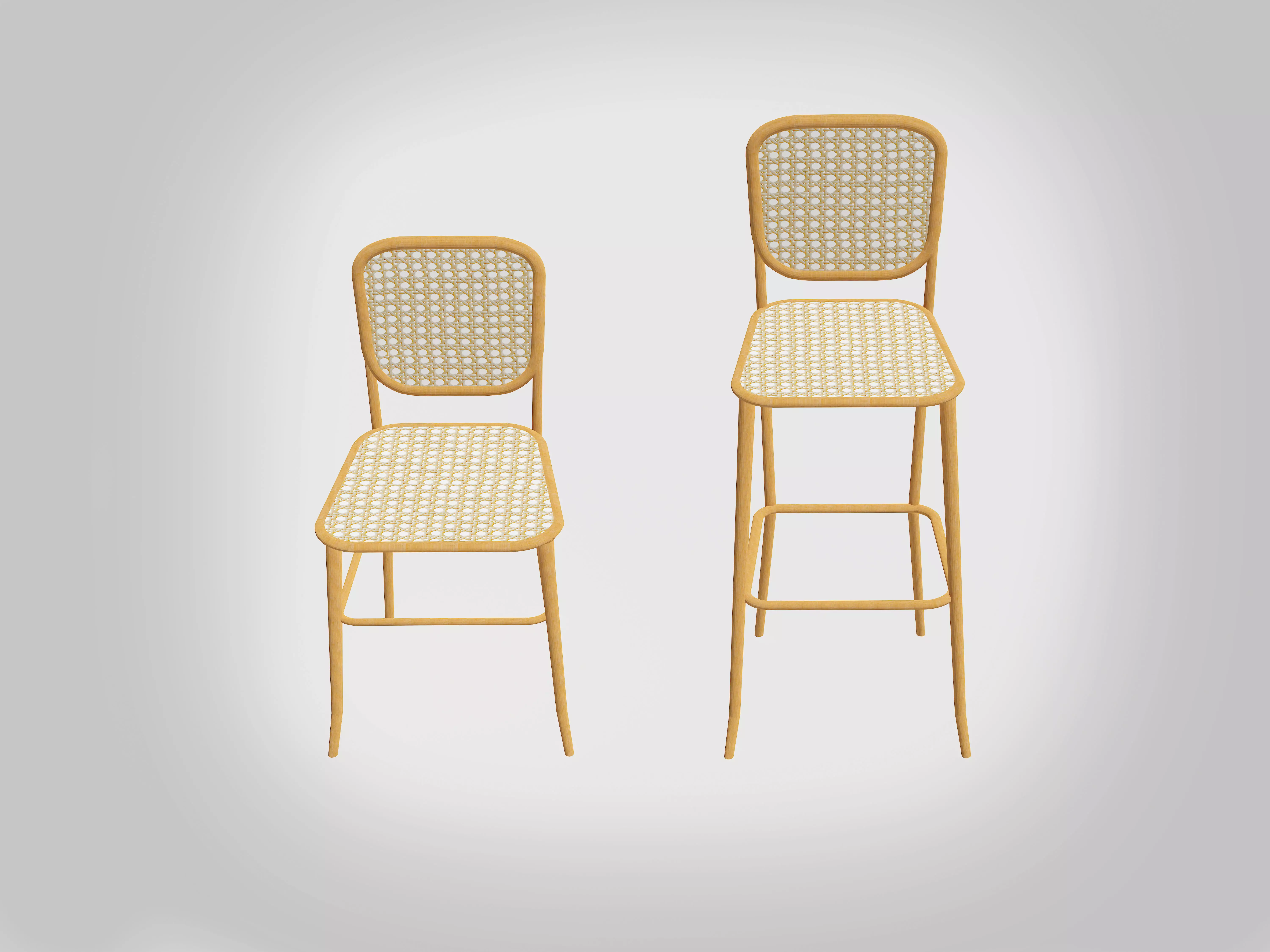 Provence Chair-Stool Low-poly 3D model